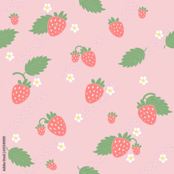 Obraz Vector seamless pattern with strawberries. Summer fruit patern