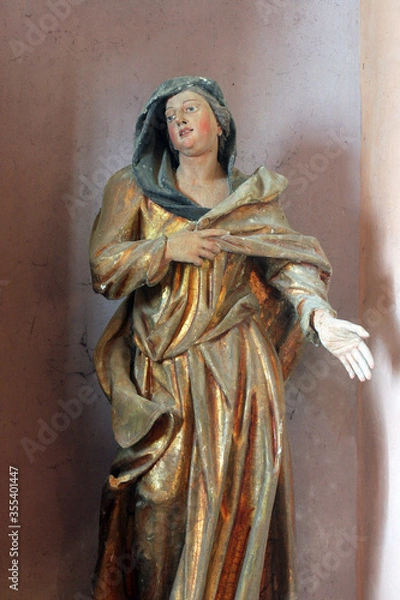 Fototapeta St. Elizabeth statue on the altar of St. Joseph in the Church of the Assumption of the Virgin Mary in Taborsko, Croatia