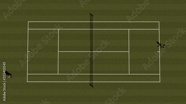 Obraz Top of the grass tennis court with players 