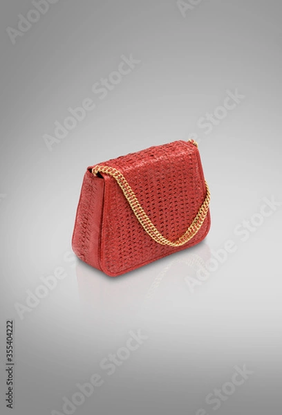 Fototapeta Leather Women's Bag Isolated on Gradient Background