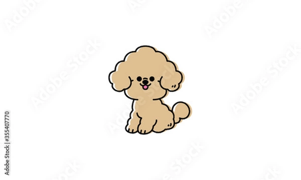 Fototapeta お座りするティディベアカットのトイプードル犬（アプリコット）