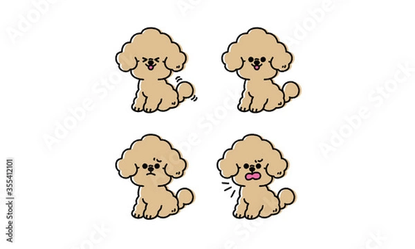 Fototapeta テディベアカットのトイプードル イラストセット（アプリコット）