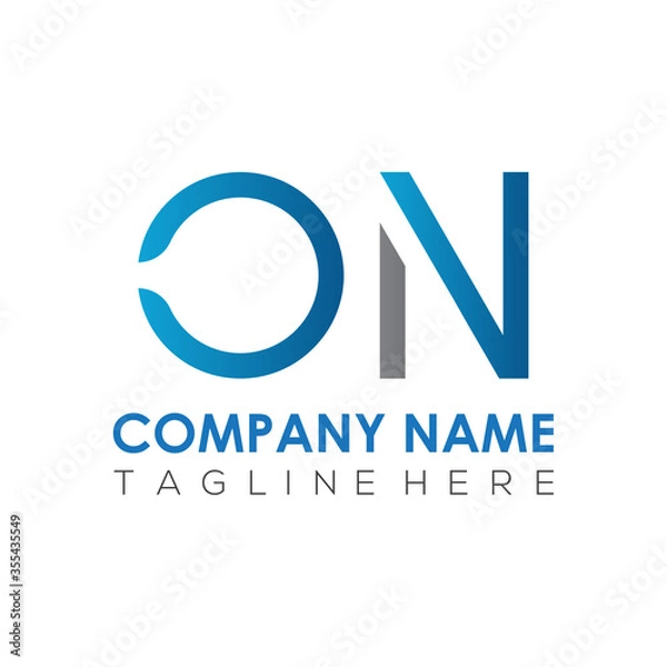 Fototapeta Initial Simple Letter ON Logo Design Vector Template. Abstract Minimal ON Letter Logo Design