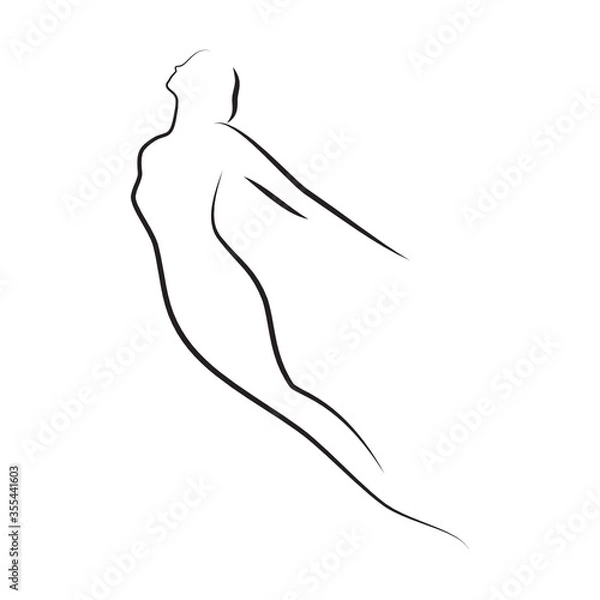 Fototapeta  ballet dancer, line style drawing, vector