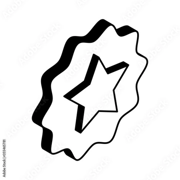 Fototapeta Star inside seal stamp isometric style icon vector design