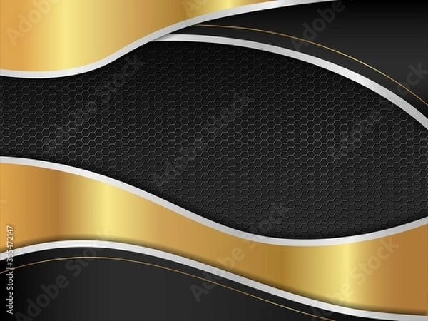 Obraz Abstract silver with gold and black modern background editable vector design