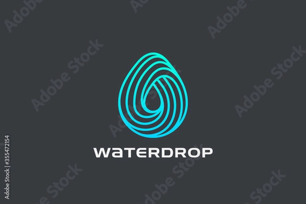 Fototapeta Water drop Logo design vector template Linear style. Blue Droplet lines aqua Logotype icon