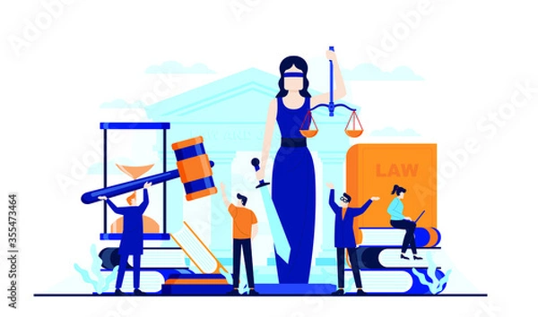 Obraz law and justice study and reporting news vector illustration concept template background can be use for presentation web banner UI UX landing page