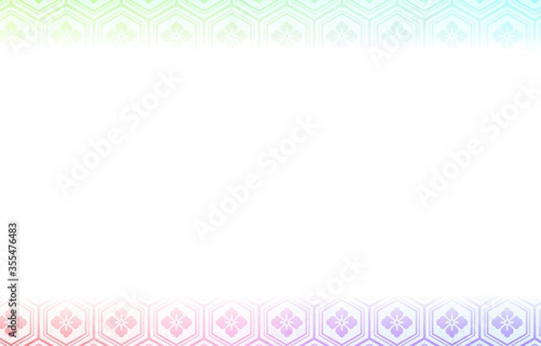 Fototapeta 背景素材：淡い虹色グラデーションと和柄パターンのイラスト