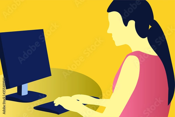 Obraz girl with laptop