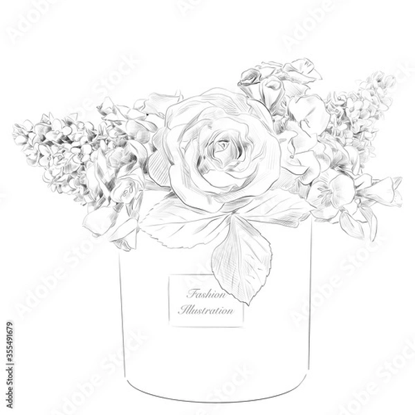 Fototapeta Basket with floral composition