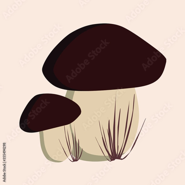 Obraz Autumn porcini mushrooms in the grass. Single element.