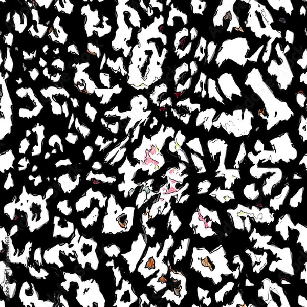 Obraz Creative art seamless pattern with different shapes and textures.Leopard pattern design. Collage. textile, website, background, wallpaper.