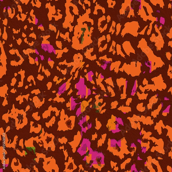 Obraz Creative art seamless pattern with different shapes and textures.Leopard pattern design. Collage. textile, website, background, wallpaper.