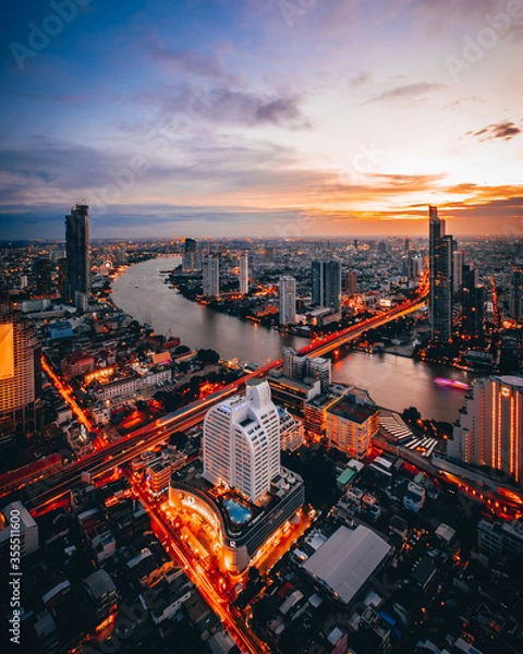 Obraz Bangkok city at sunset time.