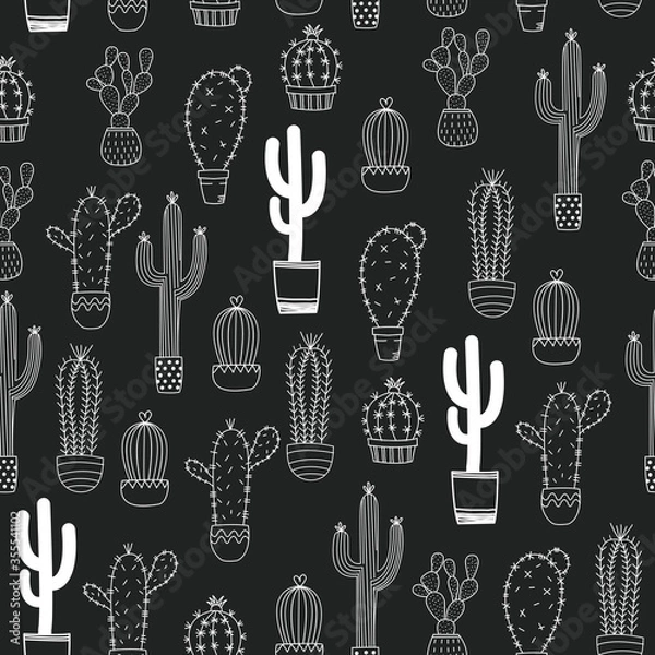 Fototapeta Cactus vector illustration. Hand draw cactus set. Cactus plant natural elements.