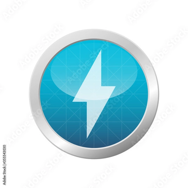 Fototapeta Lightning icon energy concept thunderbolt strike design vector electric shock flash light blue shiny circle isolated illustration 