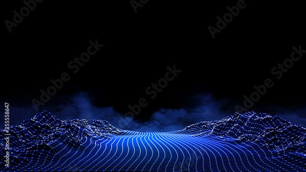 Fototapeta Abstract 3D rendering. Artificial intelligence. Computer geometric digital connection structure. Business inteligence technology background. Binary code algorithms deep learning