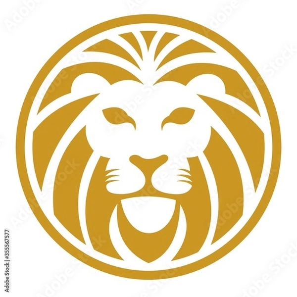 Obraz Lew głowa koło logo szablon wektor ikona