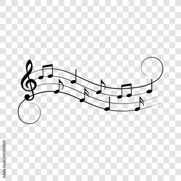 Fototapeta Music notes, isolated, vector illustration.