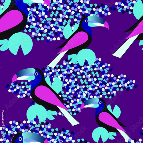 Obraz Cute Toucan Background Pattern Seamless