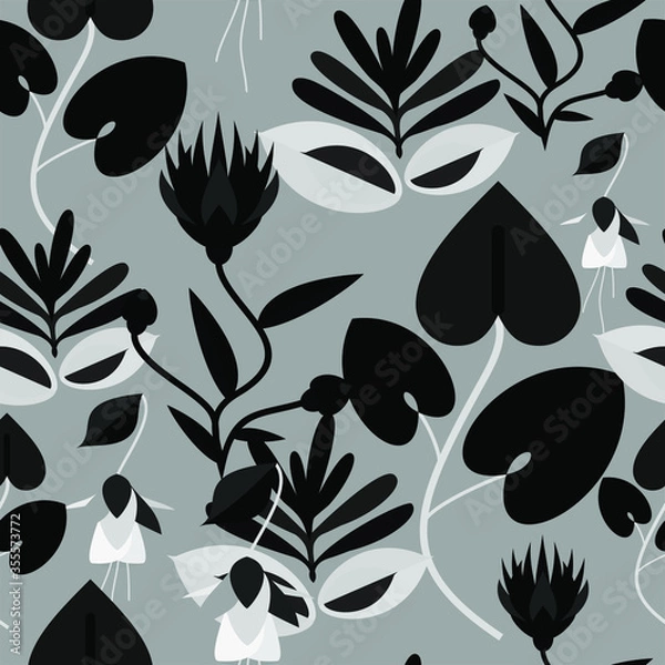 Obraz Cute Black And White Flower Pattern Seamless