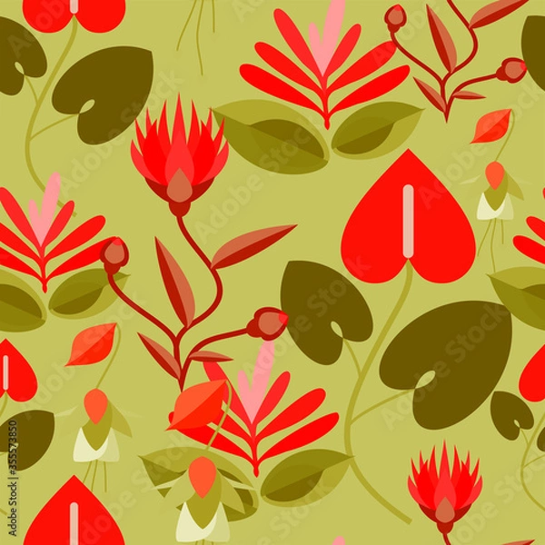 Obraz Cute Fashion Flower Vector Pattern Seamless