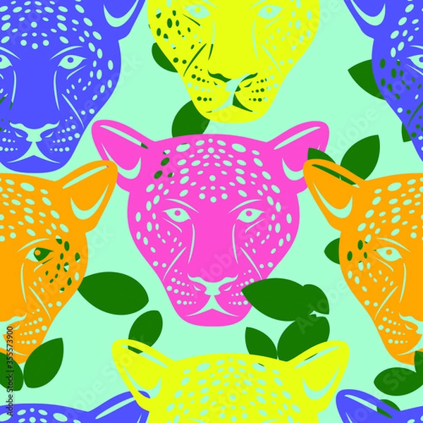 Obraz Cute Jaguar Vector Pattern Seamless