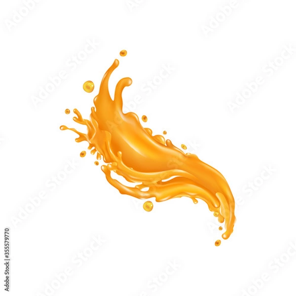 Fototapeta Orange juice splash on a white background