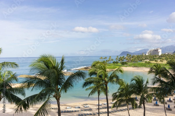 Obraz Vacation view from the resort balcony in tropical scenic Oahu Hawaii
