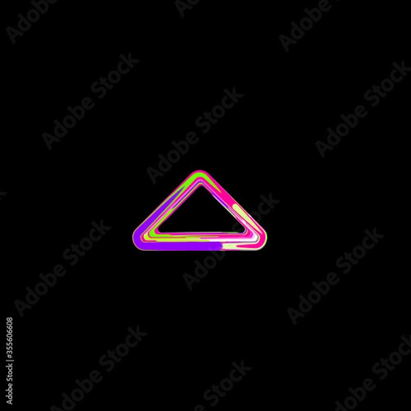 Fototapeta Symbol caret up from multi-colored circles and stripes. UFO Green, Purple, Pink
