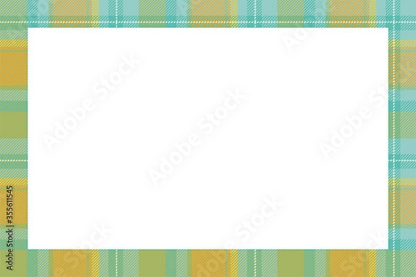 Fototapeta Vintage frame vector. Scottish border pattern retro style. Tartan plaid ornament.