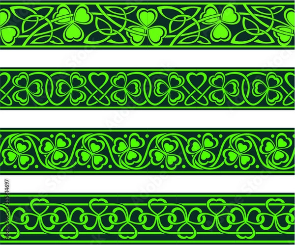 Fototapeta seamless borders with shamrock