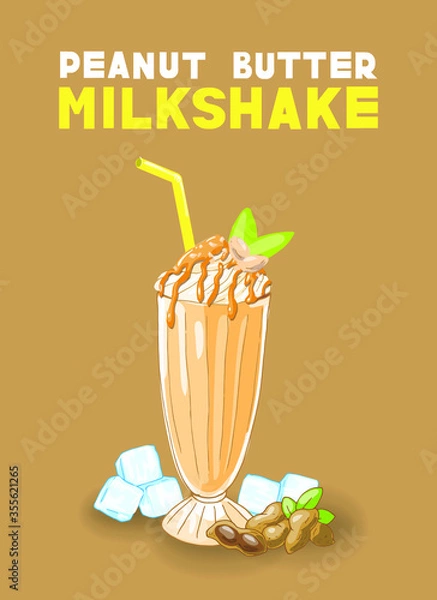 Obraz Vector illustration peanut butter milkshake