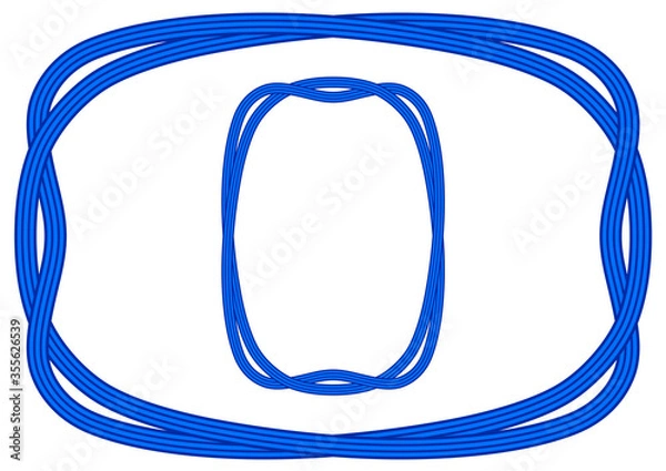 Obraz 柔らかなストライプリボンの飾り罫（青）