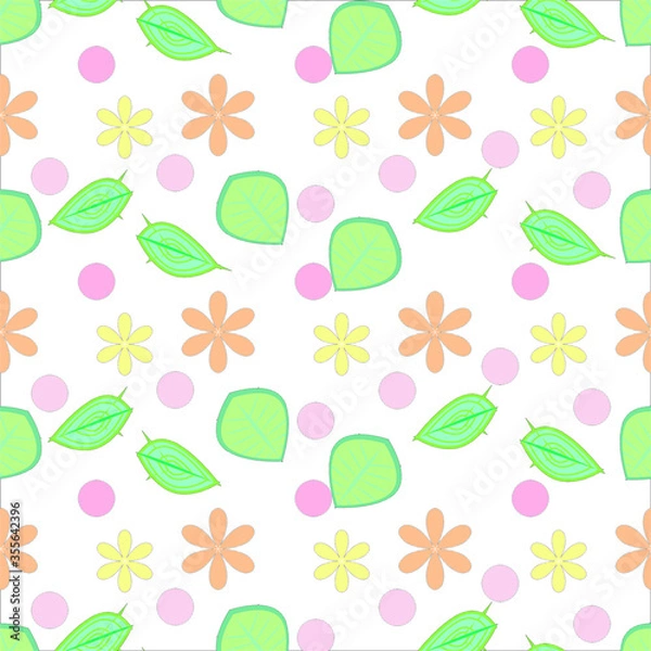 Fototapeta Cute hand-drawn flower seamless pattern.  Can use for print, template, fabric, presentation, textile, banner, poster, wallpaper, digital paper.