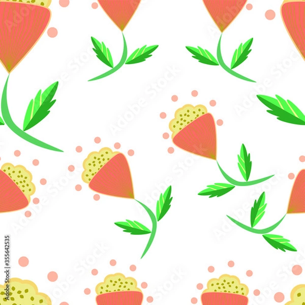 Fototapeta Cute hand-drawn flower seamless pattern.  Can use for print, template, fabric, presentation, textile, banner, poster, wallpaper, digital paper.