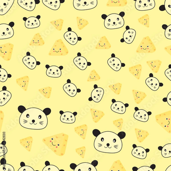 Obraz seamless pattern with rats and cheese.