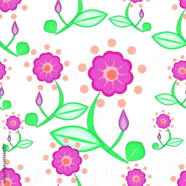 Fototapeta Cute hand-drawn flower seamless pattern.  Can use for print, template, fabric, presentation, textile, banner, poster, wallpaper, digital paper.