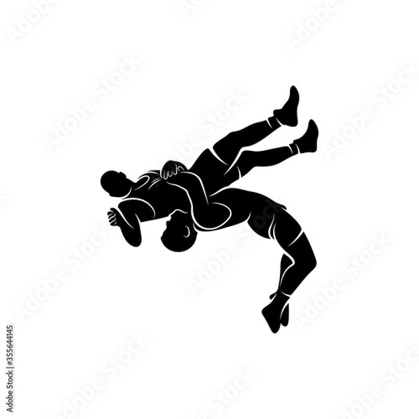 Obraz Wrestling logo vector template, Illustration symbol, Silhouette design