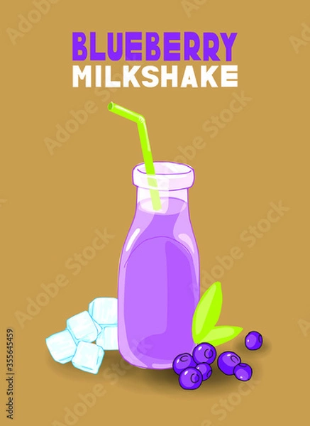 Obraz Vector illustration blueberry smoothie cocktail