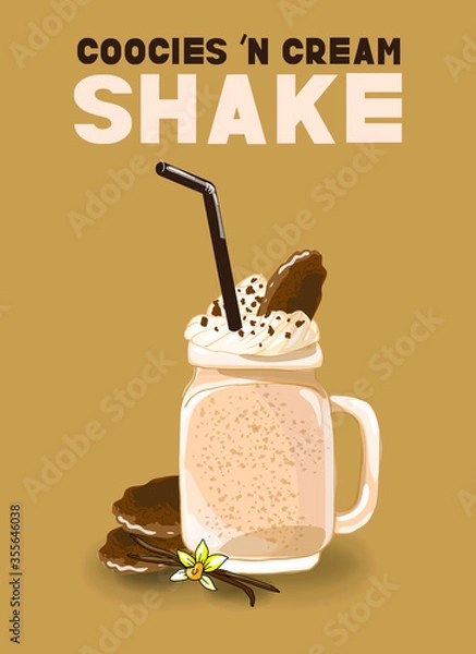 Obraz Vector illustration cookies and cream cocktail smoothie