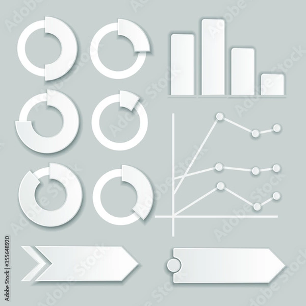 Obraz Vector illustration of infographics elements for presentation hand drawn hatched style