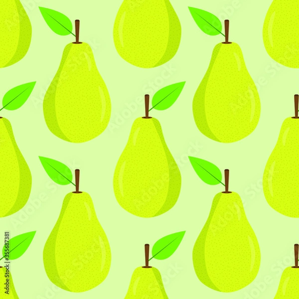Fototapeta Seamless background of pear fruit. Pear flat style. Vector illustration.