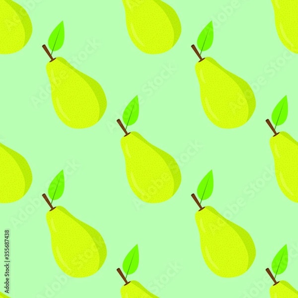 Fototapeta Seamless background of pear fruit. Pear flat style. Vector illustration.