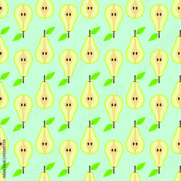 Fototapeta Seamless background of pear fruit. Pear flat style. Vector illustration.
