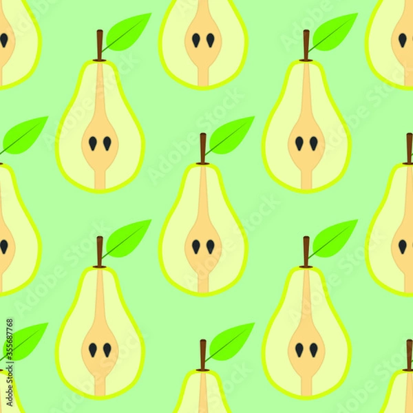 Fototapeta Seamless background of pear fruit. Pear flat style. Vector illustration.