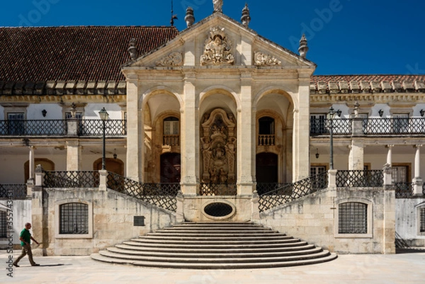 Fototapeta stairway to main entrance of coimbra university.
View on the courtyard of the old university with university tower in Coimbra city in the central Portugal