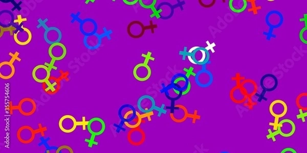 Fototapeta Light Multicolor vector pattern with feminism elements.