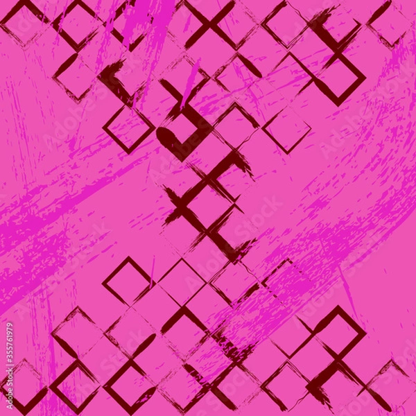 Fototapeta retro square pattern in grunge design. brush vector drawn and combining together randomly. it can be used as abstract retro background, template, backdrop, poster, billboard, cover page, etc.